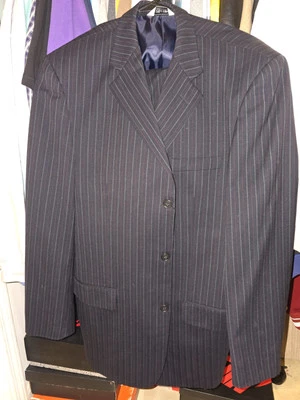Mens LINEA UOMO Pinstripe Wool Suit Jacket Size 42 Long- Pants Waist 36 Vietnam  - Image 1 of 4