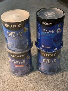 4x Sony DVD+R 4.7GB AccuCore Recordable DVDs 100 Disc Pack New Open Box - Picture 1 of 6