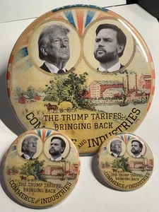 Juego de botones Donald Trump Pinback Vance aranceles republicanos McKinley comercio republicano - Imagen 1 de 1