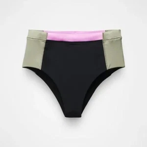 Prana Baja Bound High Waisted Bikini Bottom Purple Black Beige NWT Size Large - Picture 1 of 7