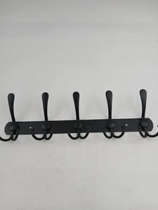 Wandgarderobe matt schwarz Metall 5 Dreifachhaken Hutgarderobe Eingangsschiene - Bild 1 von 6
