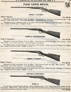 1928 Print Ad of Page Lewis Model D, C Olympic, B Sharpshooter, A Target Rifle - Bild 1 von 2