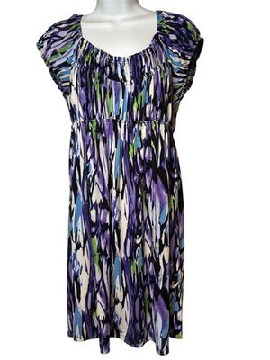 Alyx многоцветный эластичной платье большой короткий рукав яркий ретро все над печатью - Изображение 1 из 4