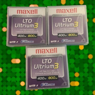 Cartucho de cinta de datos Maxell LTO Ultrium 3 1/2" 400 GB 800 GB nuevo sellado lote de 3 Foto 1 de 3