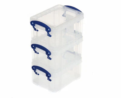 Really Useful Box 0.3 Litre Pack of 3 Small Clear Storage Boxes - Image 1 of 4