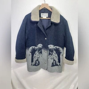 Vintage Gallery Collection Woll-Print Eisbär Mantel Jacke Damen M - Bild 1 von 8