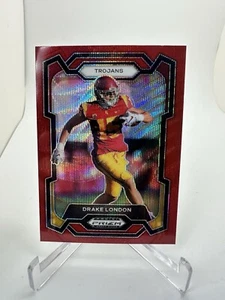2024 Prizm Draft Picks #3 Drake London Red Wave - USC / Atlanta Falcons - Picture 1 of 2