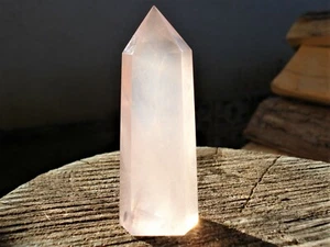 Top Grade Rose Quartz  Madagascar Six Sided Self Standing Point-Heart Chakra - Picture 1 of 9