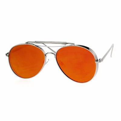 Gafas de sol unisex redondas piloto marco de metal plano lente espejo plano UV400 Foto 1 de 4