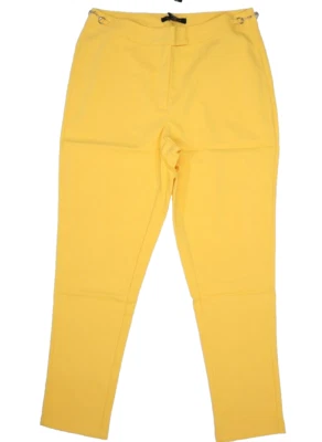 Pantalones ajustados Ashley Stewart Hardware amarillos elegantes tiro alto negocios para mujer 16 Foto 1 de 4