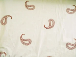 KOPLAVITCH & ZIMMER ZOLA LINEN PAISLEY EMBROIDERED UPHOLSTERY FABRIC BTY 220FS - Picture 1 of 5