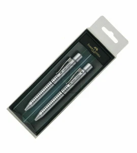 Faber-Castell Grip Pen Pencil Gift Set Portamine E Penna A Sfera Argento - Foto 1 di 1
