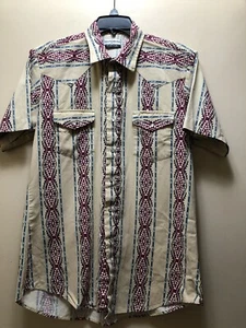 SILVER COLLECTION BY KARMAN VINTAGE WESTERN SHIRT AZTEC DESIGN SINGLE STITCH LG - Picture 1 of 6