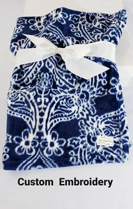 PERSONALIZED Custom Embroidered Luxe Minky Blue Baby Blanket 30x34--Shower Gift - Picture 1 of 9