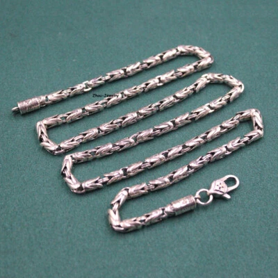 Ожерелье из настоящего серебра 925 пробы цепочка 4 мм византийские звенья 40-41 г 21,6 дюйма - Изображение 1 из 4
