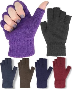 Unisex  Liner Gloves Basic Fingerless Knit Winter Gloves - Picture 1 of 25