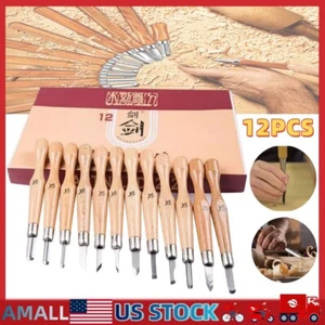 12 STCK. Profi Holzschnitzerei Hand Meißel Messer Set Holzbearbeitung Drehbank Hohlbeitel Werkzeuge USA - Bild 1 von 11
