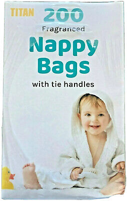 Nappy Bags Tie Handle Fragranced Scented Baby Nappy Wipes Bags 1200 (200 X 6) • 10.55£