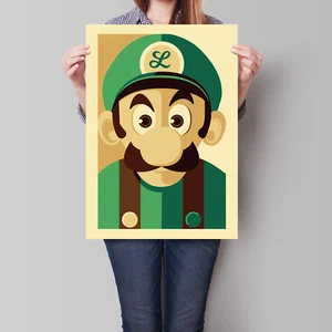 Luigi Poster Super Mario Bros Retro Wall Art A2 A3 - Picture 1 of 3