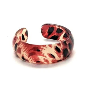 Brazalete Brazalete Lucite Puño Rosa Translúcido Negro Estampado Leopardo De Colección 1" x 8" - Imagen 1 de 4