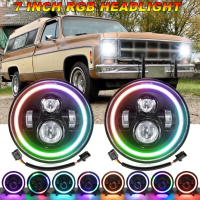 Par de faros LED redondos de 7" pulgadas para GMC C15/C25 C35 1975 1976 1977 1978 NUEVO Foto 1 de 4