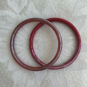 Glass Bangles Bracelets Red Orange / Pink Jewelry Slip-On EUC - Picture 1 of 9