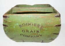Antique Rodgers Grain Company Hand Forged Wooden Box Joint Pail Tote 13x13x9 