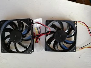 Two DC 12V 2Pin Brushless Fan 8cm 80x80x10mm 80mm Computer Cooling  - Picture 1 of 2