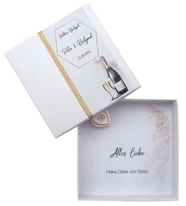Geldgeschenk Verpackung Personalisiertes Geschenk Gold Hochzeit Herz Champagner - Bild 1 von 6