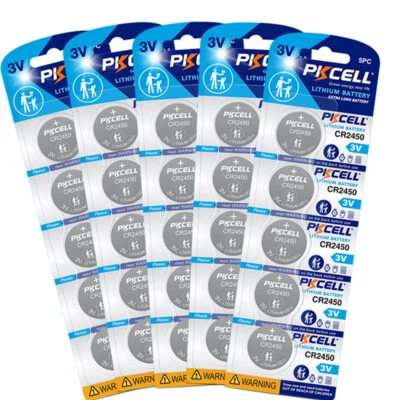 25 Piezas ECR2450 CR2450 BR2450 Botón Moneda 3V Baterías Litio PKCELL Foto 1 de 4
