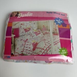 Vintage 1999 Barbie 3 Piece Sheet Set Pillowcase Flat Fitted Ballerina RARE New