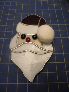 Santa HEAD Stained Glass Window Hanging MUSICAL 3 SONGS PUSH PLUSH HAT PART 9X5 - Picture 1 of 3