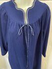 Vintage Evelyn Pearson Robe Blue Zip Front House Coat Pockets USA X Small