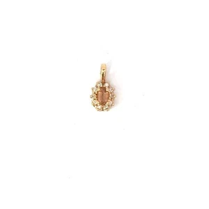 14KT YELLOW GOLD MORGANITE & DIAMOND PENDANT .7 GRAMS - Picture 1 of 4