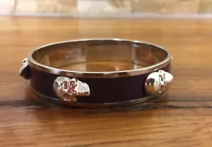 ALEXANDER McQUEEN Violet Skull 3D Enamel & Brass Bangle/ Bracelet - Picture 1 of 6
