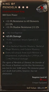 Ring of Mendeln 3GA Necro ETERNAL REALM NON-SEASON SC D4 PS5 - Picture 1 of 1