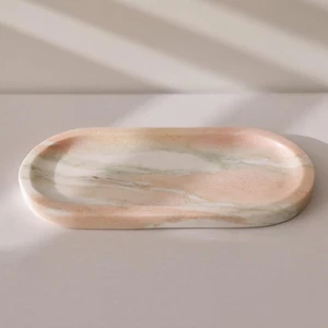 100% Natural Marble Bathroom Tray, Vanity Tray Marble Decorative Tray, Candle... - Foto 1 di 7