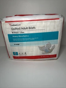 Cardinal Health Quilted Adult Briefs Wings Plus Heavy Absorbency 15 Count XL - Picture 1 of 3