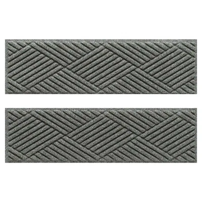 Stair Treads Medium Gray Modern Transitional Cleated Bottom Rubber Backed 4 Set - Image 1 of 4