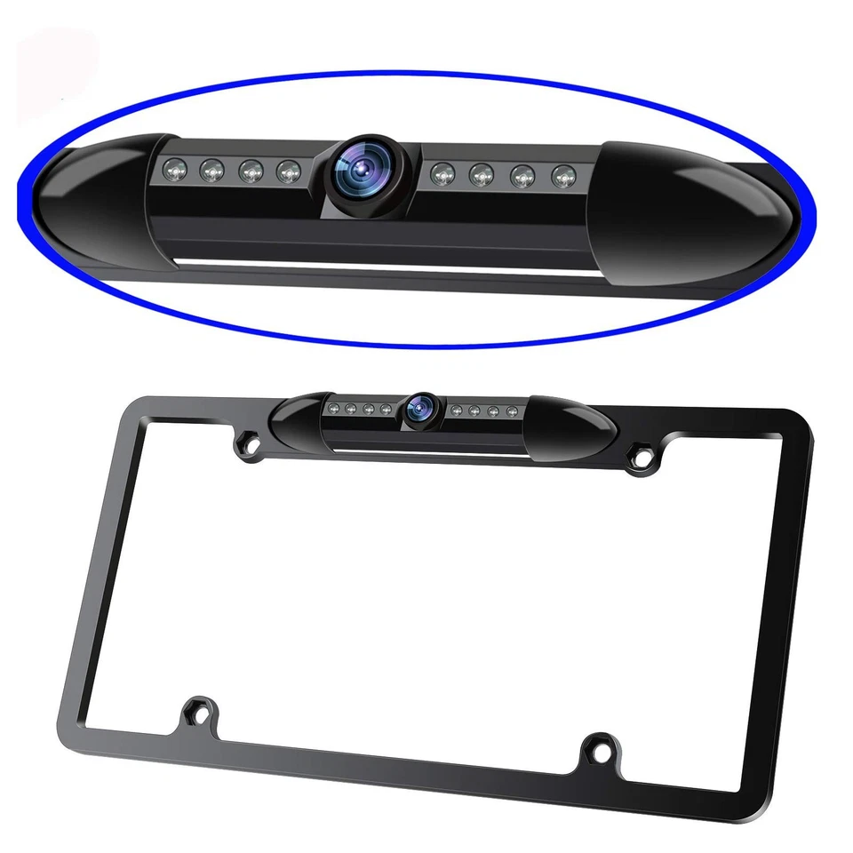 Night Vision License Plate Frame Car Rearview Camera 8 Infrared LEDs Wide Angle