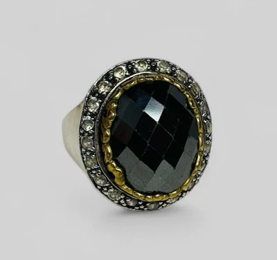 Anillo Silpada Plata Esterlina 925 Latón Emperatriz Hematita Circonita R2755 Talla 6 Foto 1 de 4