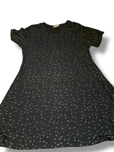 Apostrophe Star Print Dress Casual Comfy Short Sleeve Black Size XL - Picture 1 of 13