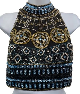 Sherri Hill Cropped-Top mit Perlen Damengröße 8 Cleopatra hoher Neckholder formell - Bild 1 von 6