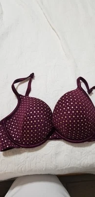 CACIQUE Maroon 波尔卡圆点浅衬里 T 恤文胸尺寸 40B 性感! — 第 1/4 张图片