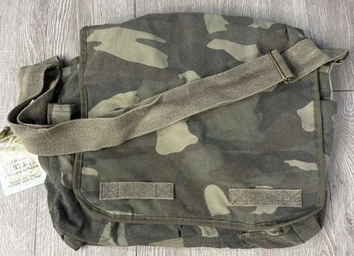 Rothco Woodland Camo Vintage Crossbody Canvas Messenger Bag 15" x 11" x 6" New - Image 1 of 4