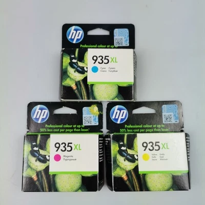 Set of 3 Genuine Original Hp 935XL CMY Ink Cartridges New Sealed 2020 - Image 1 of 4