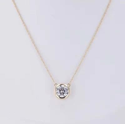 Diamante de laboratorio redondo de 1 quilate de oro real de 14 k de colección VVS2 uni sexo piedras preciosas Foto 1 de 4