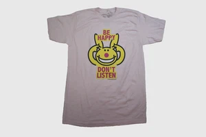 Camisa rosa It's Happy Bunny para hombre Be Happy, Don't Listen nueva mediana - Imagen 1 de 5