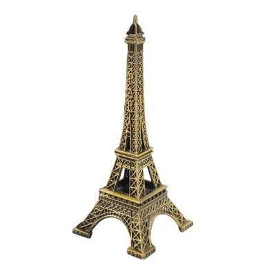 Home Office Desktop Decor Metal Miniature Statue Eiffel Tower Model Bronze Tone - Image 1 of 4