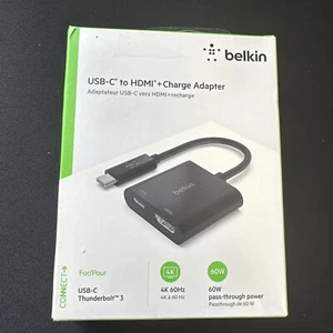 Belkin USB-C auf Thunderbolt 3 4K HDMI Adapter + 60W Ladegerät Open Box - Bild 1 von 3